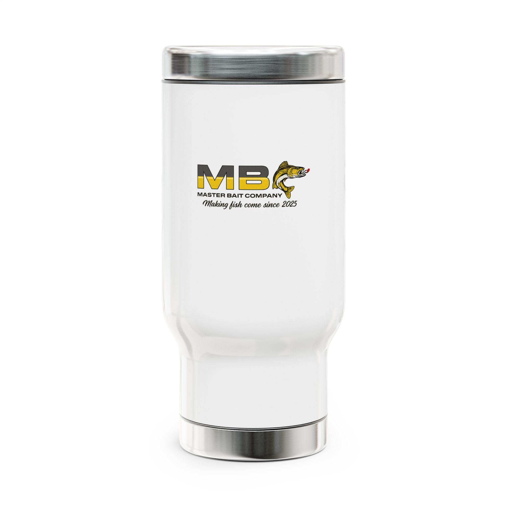 Travel Mug — Master Bait Company Logo 14oz Stainless Steel Coffee Tumbler with Handle